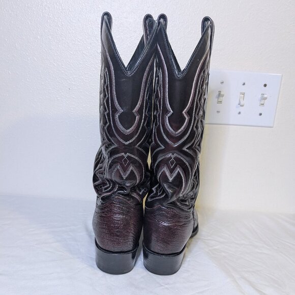 J Chisholm Great Condition Vintage Men's 8.5D Black Cherry Ostrich Leg Hide - Picture 2 of 13